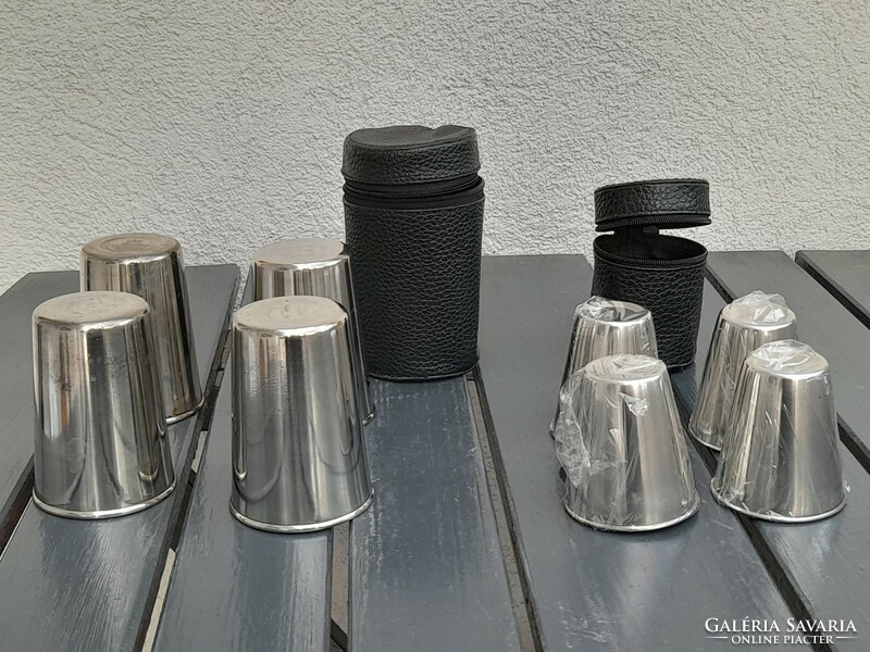 Metal tumblers in storage holder