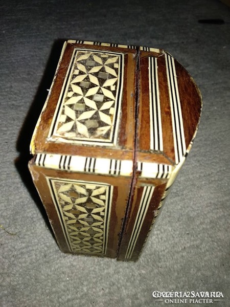 Wooden chest with mother-of-pearl and bone inlay, inlaid jewelry box