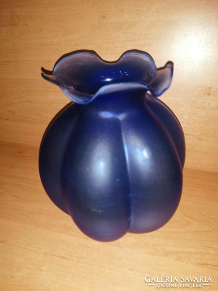 Blue glass fluted vase - 19 cm high (3/d)