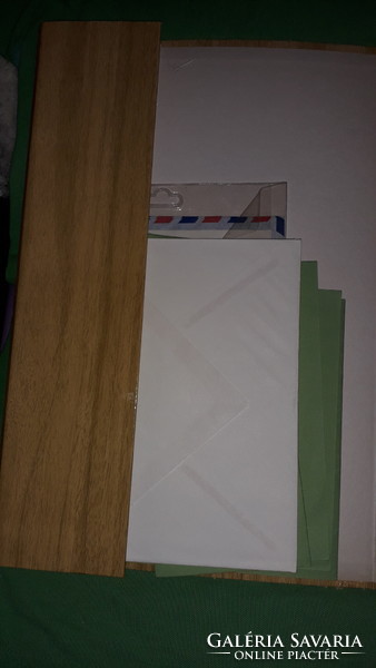 Retro levelezési mappa BAROKK jelenetes papíráru benne régi hibátlan borítékok + papírok