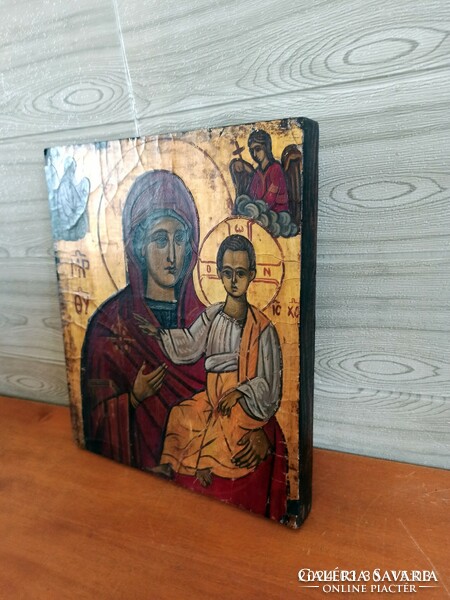 Old hand painted wood icon