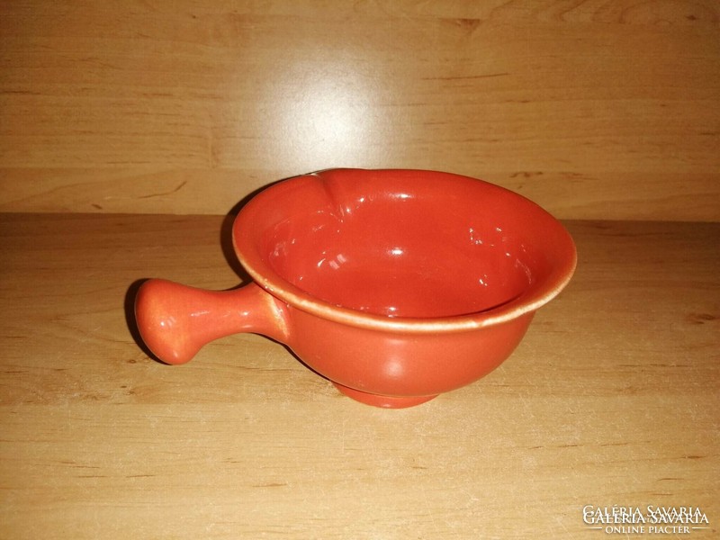Glazed ceramic pouring bowl with handle dia. 11.5 cm (5/d)