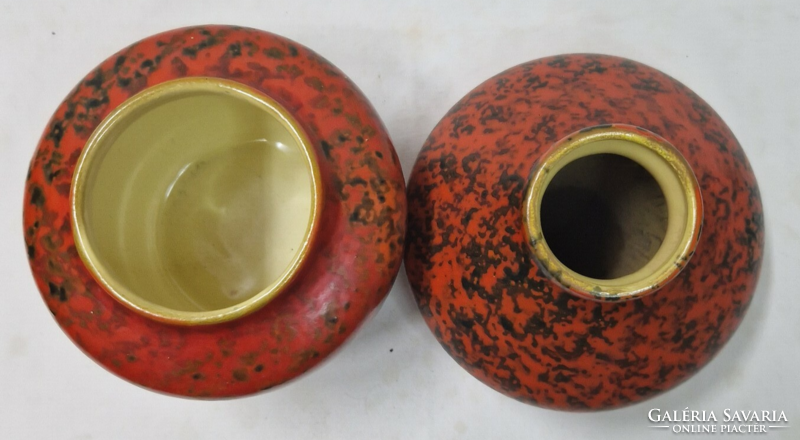 Tófej, marked, retro, applied art, glazed, ceramic vases are sold together in perfect condition