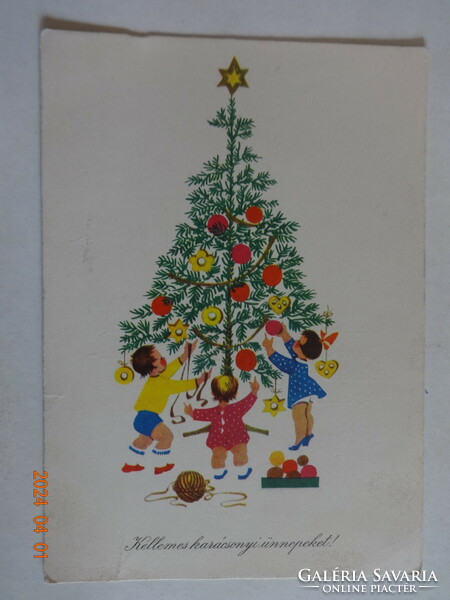 Old graphic Christmas card - b. Lazetzky stella drawing