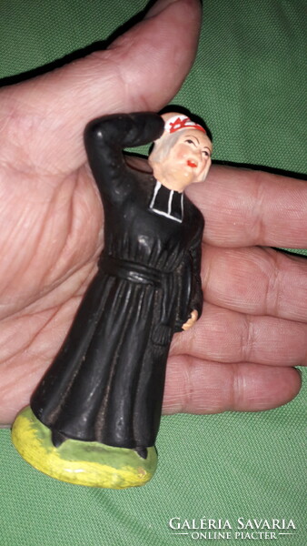 Antique terracotta painted earthenware toy figure priest wiping his sweat 10 cm according to the pictures