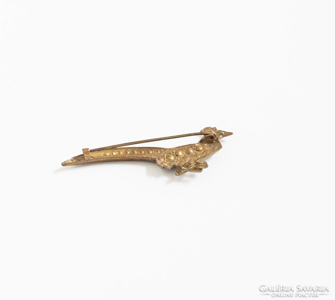 Retro pheasant copper brooch - vintage lapel pin, badge
