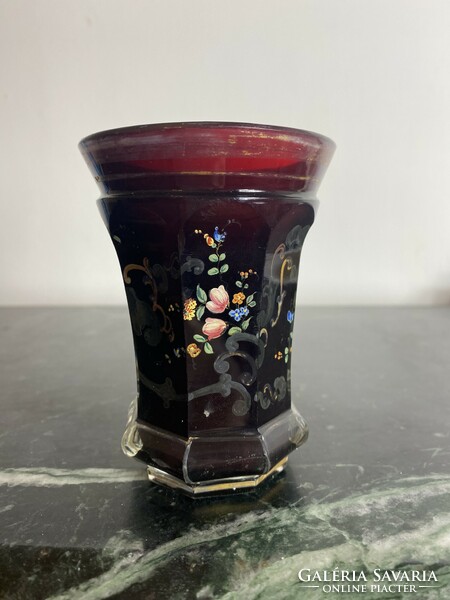 Antique painted glass cup (04)