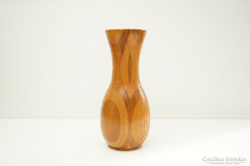 Mid century turned wooden vase / retro vase / brown / from the 60s and 70s