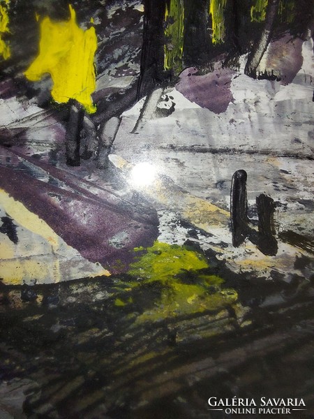 Körtvélyessy Magdolna festmény, olaj, karton, 70x54 cm-es kereben