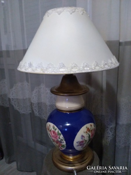 Hand-painted ceramic lamp, Meissen flower bouquet