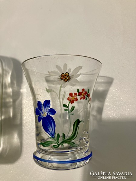 Small painted glass and cup
