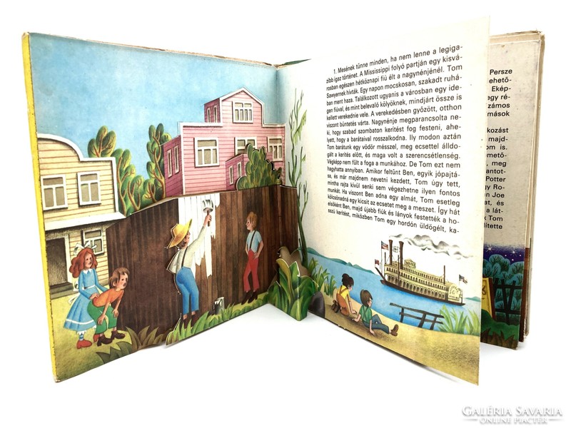 Tom Sawyer kalandjai 3D-s térbeli kihajtható retro mesekönyv, 1982 - J. Pavlin rajzaival, Artia