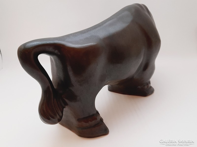 Városlőd majolica bull, bison, 38 cm