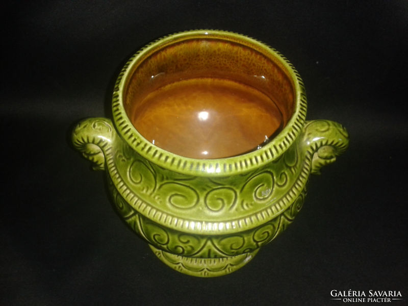 Majolica bowl/vase with handles (marked)