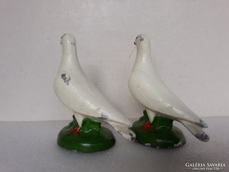 Pair of antique painted metal doves