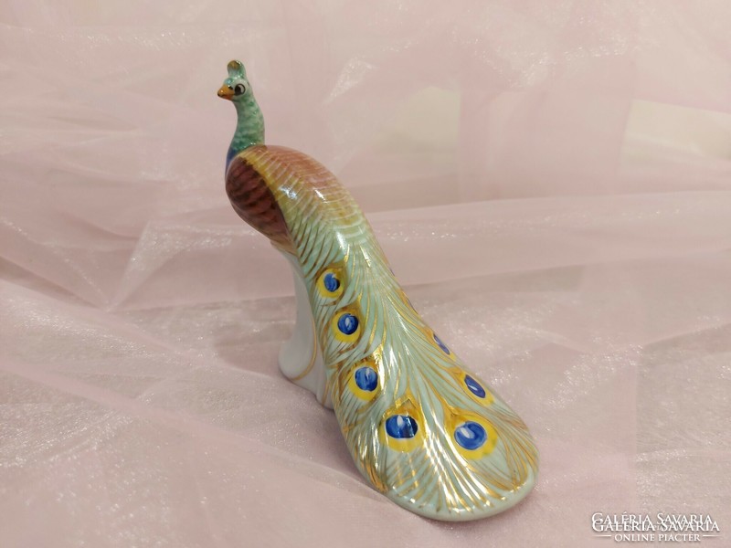Porcelain Kispest peacock.