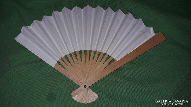 Retro oriental-made bamboo - paper hand fan opened 15 x 28 cm as shown in the pictures