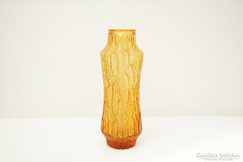 Mid century Czech yellow glass vase / retro old vase