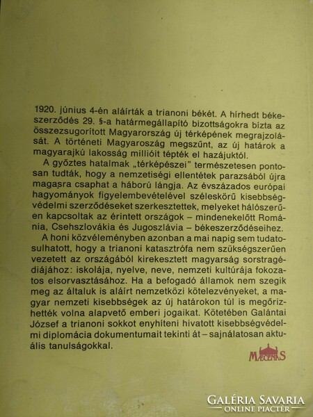 GALÁNTAI JÓZSEF : TRIANON ÉS A KISEBBSÉG VÉDELEM