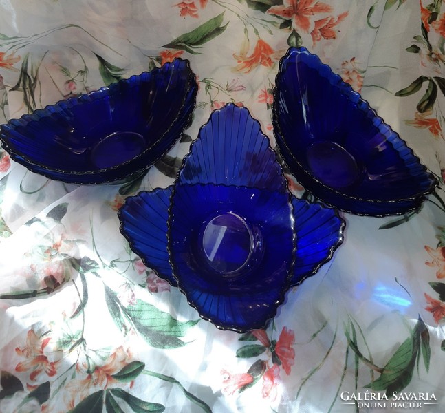 Cobalt blue French glass bowl set face 6 pcs