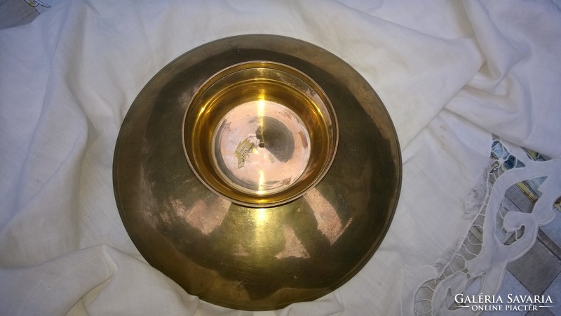 Bird mot. Enameled copper serving bowl dia. 20 Cm
