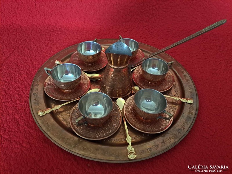Antique Turkish copper coffee set for sale