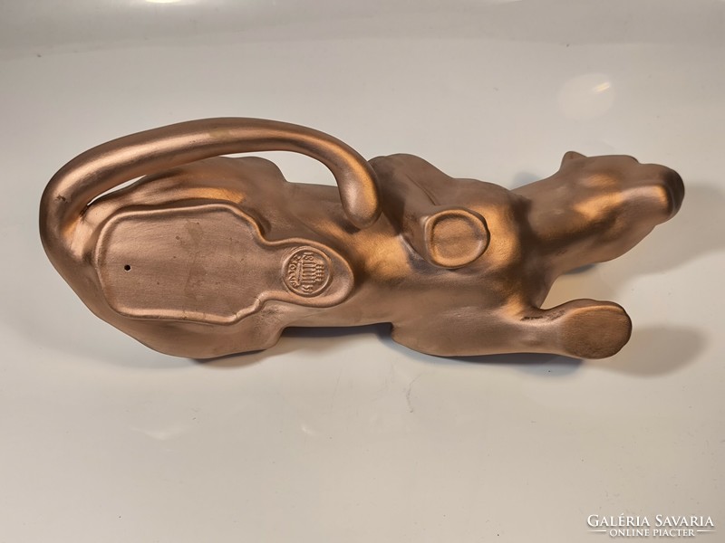 Zsolnay pirogránit nagymacska, jaguár 36cm x 16cm