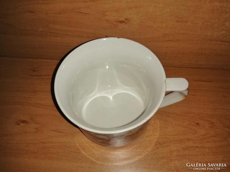 Old Czech porcelain mug with flower pattern, stem (b)