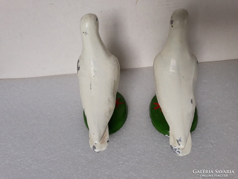 Pair of antique painted metal doves