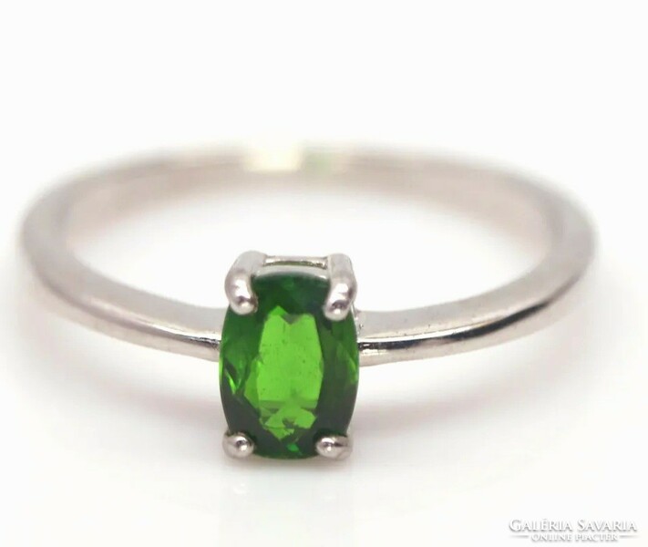 Genuine modern chrome diopside stone silver ring 8.5 ( 18) size ¹