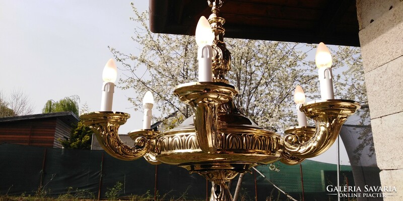 Antique 6-arm completely renovated chandelier for sale.