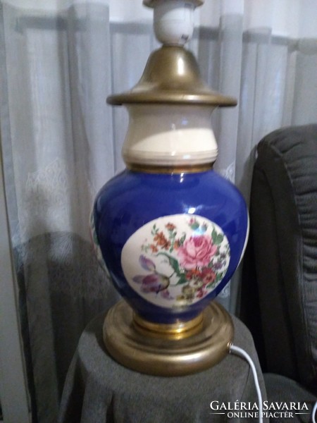 Kézi festett kerámia lámpa, meisseni virágcsokros