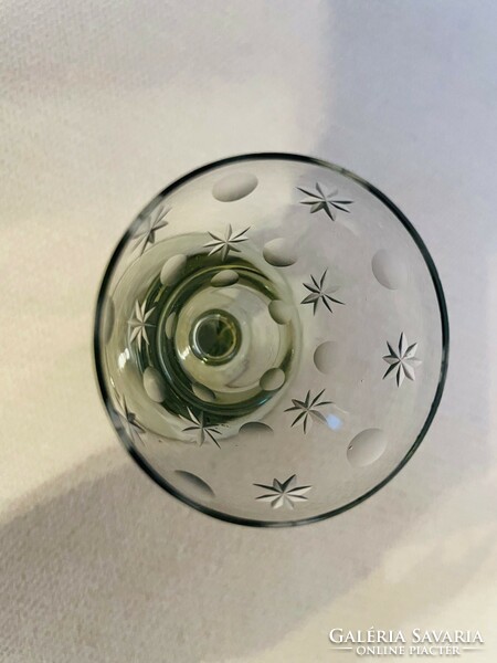 Art deco set of 6 polished stemmed glass liqueur glasses