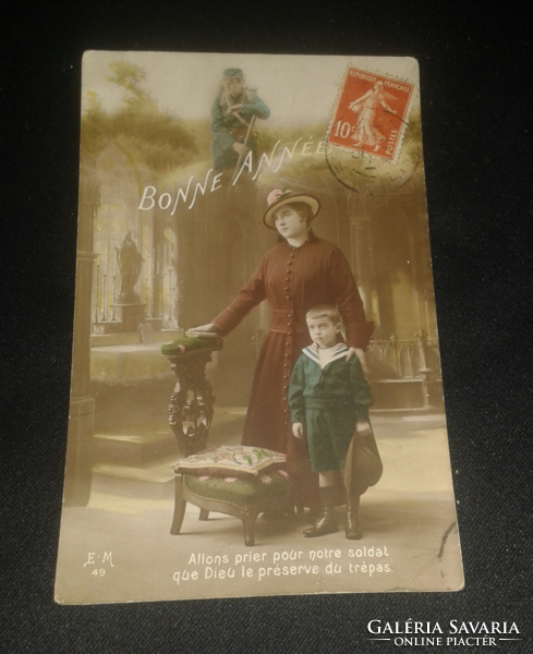 Francia katonai propaganda képeslap, színezett fotólap ( I. V.h )