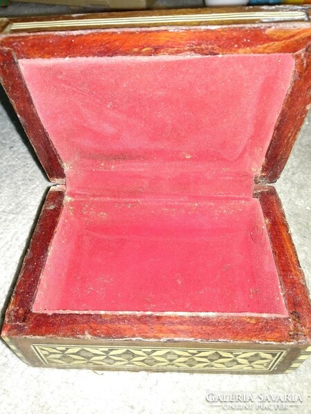 Wooden chest with mother-of-pearl and bone inlay, inlaid jewelry box