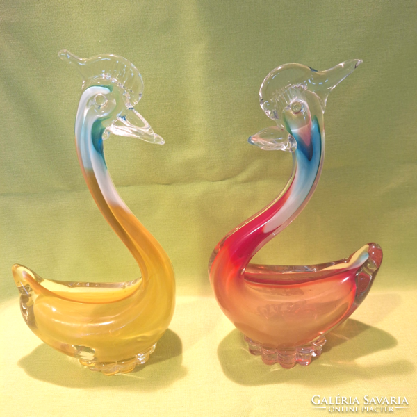 Czech glass rooster statue, ornament (2 pieces)