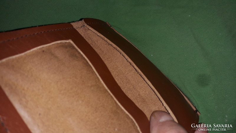 Old brown genuine leather wallet for men 9 x 12 cm as shown in the pictures