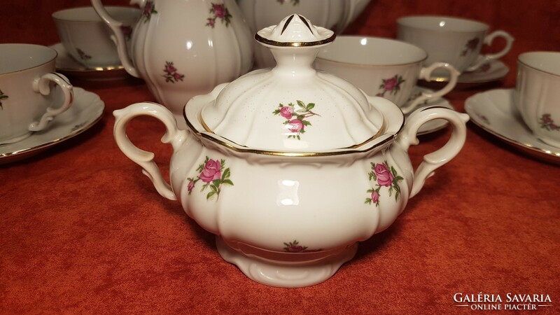 From HUF 1! 6 Personal, beautiful pink, gilded, baroque porcelain tea set mz Czechoslovak