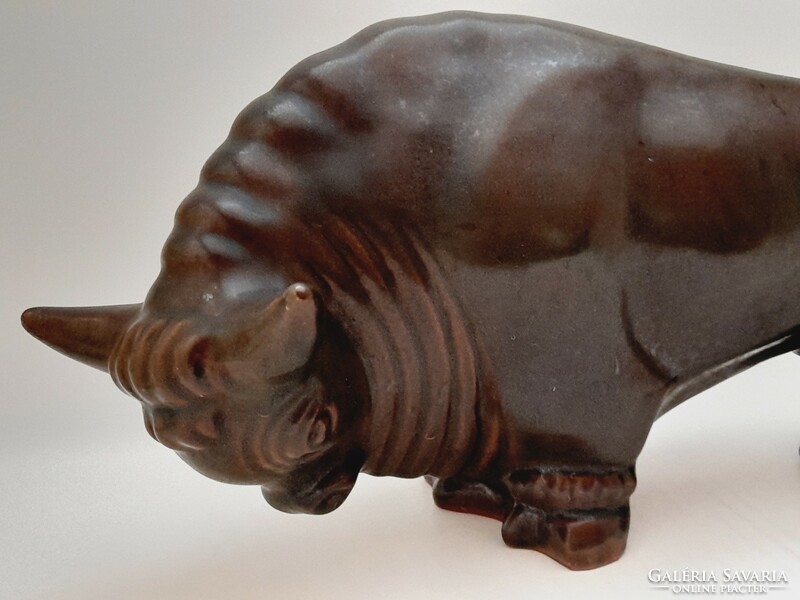 Városlőd majolica bull, bison, 38 cm