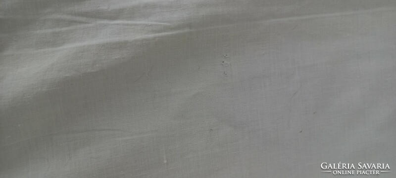 Large linen tablecloth, stem stitched