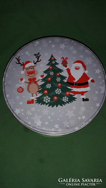 Retro metal plate circular Christmas Santa cookie box flawless 13 x 7 cm as shown in the pictures