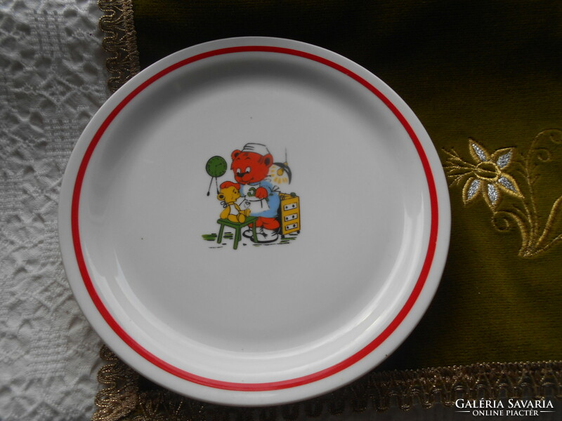 Zsolnay fairy-tale pattern plate teddy bear figure