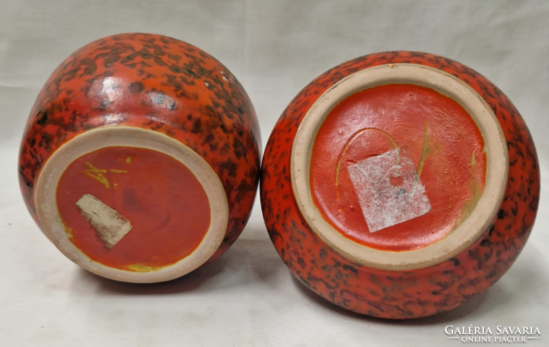 Tófej, marked, retro, applied art, glazed, ceramic vases are sold together in perfect condition