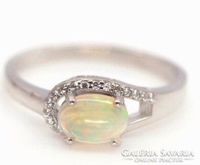 Genuine Ethiopian opal silver ring, size 8.5 (58/59).