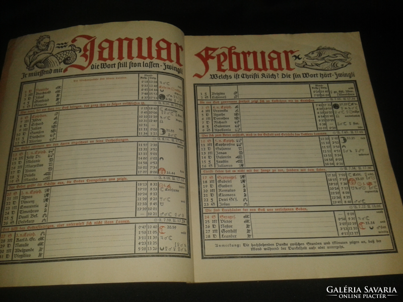 1935 Zwingli Kalender, (calendar)