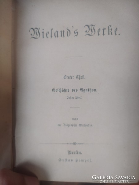 Wieland's Werke 1-3. antik német nyelvű kötet 3500 Ft