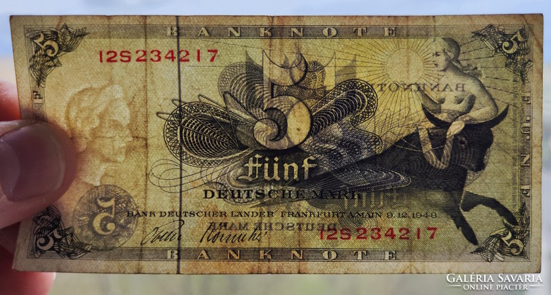 5 NSZK márka, 1948-as 2. széria (F+) | Ritka bankjegy!