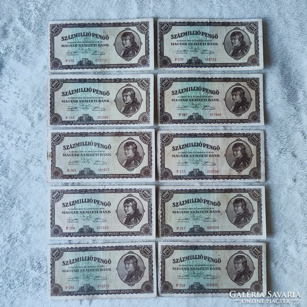 10 pieces of 100 million pengő, 1946 (vf)