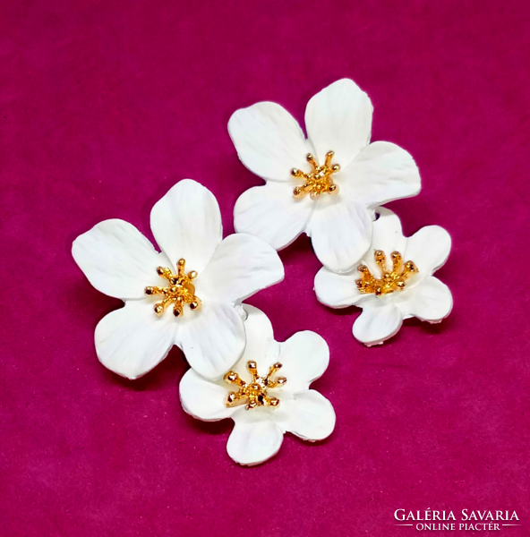 Barackfa virág fehér duplavirágos fülbevaló 403