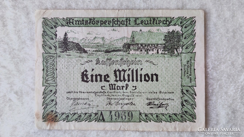 Inflation notgeld, 1 million marks - leutkirch, Baden-Württemberg, 1923 (vf+) | 1 banknote